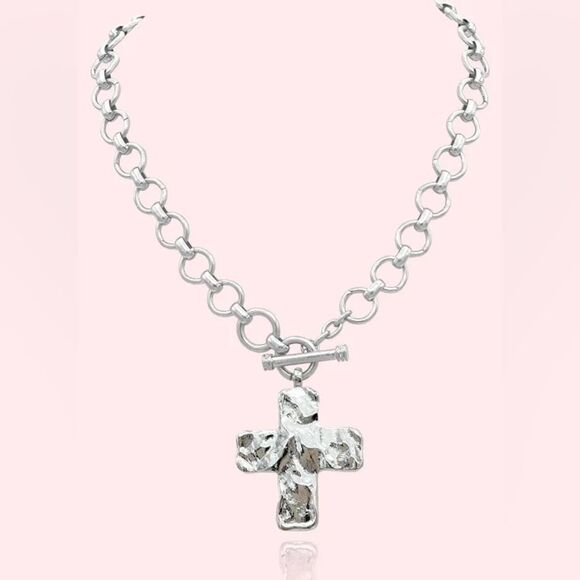 silver cross necklace A742 - Picture 1 of 5